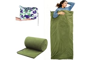 : GaoBangM Fleece Sleeping Bag Liner, Lightweight Envelope Camping Sheet - Thermal Microfleece,Compressible Storage Bag (Random Color) for Backpacking, Travel, Cold Weather