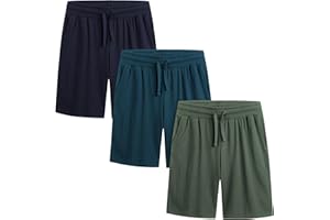 The Essentials Wardrobe Men’s Lounge Shorts 3 Pack 100% Cotton Jersey Soft Breathable Nightwear with Stretch Waistband, Adjustable Draw Cord & Side Pockets, Comfortable pyjama Shorts Sizes S-2XL