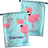 LolaPix Personalised Snack Bag &ndash; Fabric Nursery Bag &ndash; Personalised Gift with Name &ndash; Various Designs &ndash; Baby Flamingo