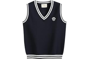 Happy Cherry Children's Knitted Vest, V-Neck Vest, Cotton, Sleeveless, Knitted Jumper, Boys' Sweatshirt