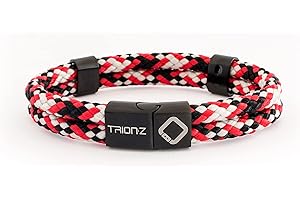 TRION:Z Zen Loop Duo Magnetic Bracelets for Women & Men Wristband Featuring Patented ANSPO Technology Unisex Bracelet (Small, Black/Red/Silver)