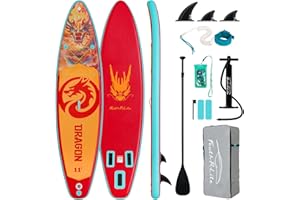 FEATH-R-LITE Tavole da Stand Up Paddle Gonfiabili Paddleboard Multifunzionale con Pompa Manuale, Zaino SUP, Guinzaglio, Pagaia Regolabile, Per Adulti, Tutti i Livelli di Abilità