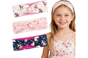 UNISUNSG 3 Stücke Mädchen Stirnbänder mit Knoten Pferde Muster Haarband Elastisches Kopfband Mädchen Geschenk für Sport Makeup