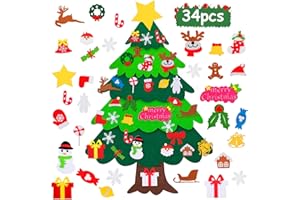 WUGU Filcowa choinka dla dzieci, 115 cm, filcowe drzewko bożonarodzeniowe, zestaw do majsterkowania, na Boże Narodzenie, dla dzieci, filcowa choinka dla dzieci, 36 zdejmowanych ornamentów, do domu, drzwi,