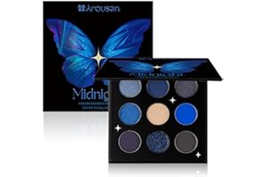 Arousar Eyeshadow Palette, Matte Shimmer Glitter Blue Eye Makeup Palette, Highly Bold Pigmented Pressed Powder Palette, Natural Velvet Texture, Midnight