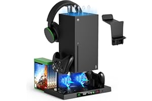 FYOUNG Support de Ventilateur de Refroidissement Compatible avec Xbox Series X avec Kit Accessoire pour Support de Casque, Système de Refroidissement par Ventilateur pour Series X avec Chargeur de Manette