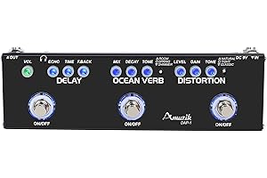 Amuzik Multi Guitar Effect Pedal for Guitar Multi Electric Combined Effects Delay Ocean Verb Distortion 3-In-1 Pedals True Bypass DAP-1