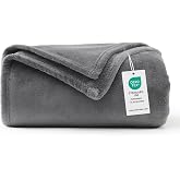 WAVVE Flannel Blanket for 90 cm Bed, Sofa Blanket 150 x 200 cm, Microfibre Blanket, Soft, Warm, Breathable (Grey)