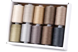 AONELAS Moon Waves Sewing Thread 40 Colors 1000 Yards Per Spool 40S/2 Polyester 15 Color Sets Options for Sewing Machine,Embroidery Machine,Hand Sewing (10 Grey Colors)