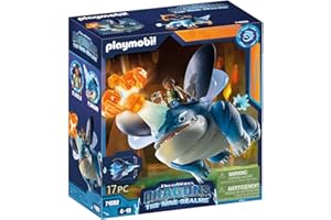 PLAYMOBIL DreamWorks Dragons 71082 Dragons: The Nine Realms - Plowhorn & D'Angelo, Dragons-Figur und Spielzeug-Drache mit Hörnern, Spielzeug für Kinder ab 4 Jahren
