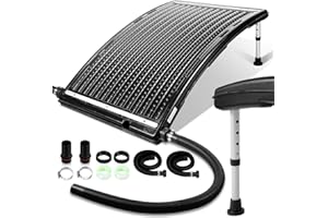 Fiqops Chauffage Solaire de Piscine - Panneau Solaire - 113 x 69 x 35 cm - Chauffage Solaire 10 000 l/h - Raccordement 32-40 mm - Extensible - Système Solaire pour Eau Chaude, Douche de Jardin