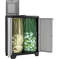 Keter Split Premium Recyclingschrank, schwarz/grau, 68 x 39 x 92 cm, mit Drucköffnung