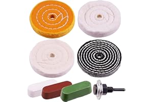 BOPFIMER 8Pcs 4 Inch Polishing Wheels Pad Wheels with 3Pcs Polishing Compounds and 1/4 Inch Drill for Bench Grinder