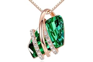 Leafael Wishstone Collar Mujer, Piedra de nacimiento colgante mujer con cristales curativos, Joyería antialérgica regalos originales para mujer, Collares mujer Plateado o chapado en oro rosa