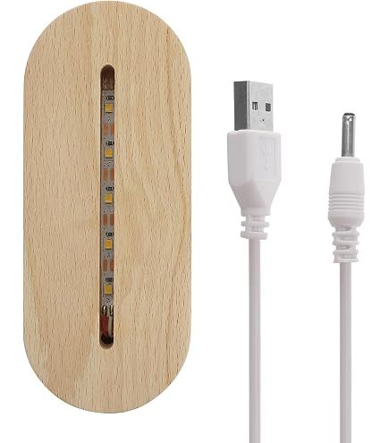 Gotrain LED-Nachtlichter Aus Holz – 2 Stück, Warmlicht, Mit USB-Kabel Für Acryl- & Glasplatten