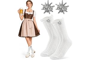 Oktoberfeststrumpor för kvinnor, 1 par strumpor för män och kvinnor, traditionella strumpor, halva vaden, vita bomullsstrumpo