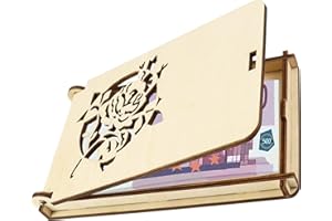 TAKULA Embalaje para Regalos de Dinero, Caja de Regalo, Caja de Regalo de Madera Como Regalo de Cumpleaños Original, Regalo de Dinero Creativo Para Boda/Rosas