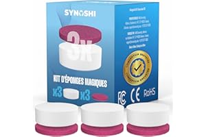 Synoshi Pro Éponge Magique en Mélamine pour Brosse Électrique, 6 Pièces - Élimination des taches et graisses, Nettoyage sans produits chimiques, Accessoire de nettoyage polyvalent