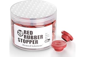 BIOMED SOLUTIONS Biomed Scientific, 100 pezzi 20 mm per iniezione, tappi in gomma, tappo butilico per bottiglia di vetro e funghi liquido coltura Mason Jar coperchio di Biomed Scientific(rosso)
