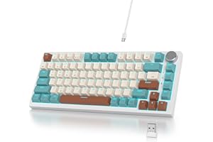 SbocKeeb Klawiatura mechaniczna bezprzewodowa 75% z przyciskiem, klawiatura gamingowa TKL 75% amerykańska QWERTY RGB Bluetooth/2.4G/USB PBT, nasadki klawiszy Hot-Swap do Mac/Win (V400pro-Brown)