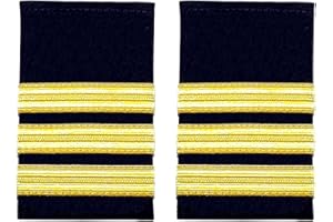 HEUK Three Bar Black Pilot Airline or Merchant Marine Epaulette, Gold Strips Epaulettes (Pair)