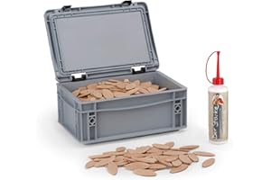 Tasselli legno WFix nr 10 | Lamelle in legno di faggio 500 pezzi con colla per legno 0,25kg incl | Compatibile con lamellatrice e fresatrice per legno