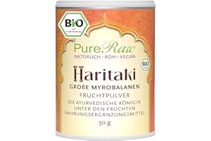 ‎PURERAW Bio Haritaki Pulver 50g Vegan Ayurvedisch Terminalia Chebula Chebulische Myrobalane Myrobalanenfrüchte Für Triphala Ayurveda Kräuter Gewürze Organic Haritaki Powder PureRaw