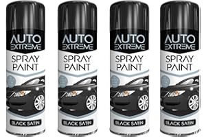 PNJB All Purpose Satin Aerosol Spray, Clear Durable Appearance, High Performance, Fast Drying Solution, High Performance, Multipurpose Black Satin Aerosol 250 ml (4 Pcs)