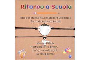Cheerslife 2 Pezzi Bracciale Ritorno A Scuola Regalo Madre e Figlia Bracciale con Dinosauri e Uova Primo Giorno di Scuola Regalo per Donna Bambini Bambine Ragazze Ragazzi Mamma Figlio Figlia Nipoti