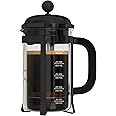 InstaCuppa French Press Coffee Maker with 4 Part Superior Filtration 600 ML, Stainless Steel, (Black)