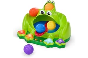 Bright Starts Jouet Balle Grenouille Poppin' Ball – Jouet de Lancement, Rebond et Rampe, pour Le Rampement et la Poursuite, Unisexe, 6 Mois+