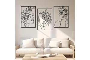 DETENE 3 pezzi Nero Decorazione da Parete in Metallo Decorazione da Parete Minimalista Art Arte Moderna Astratta Delle Donne per Camera da Letto Soggiorno Bagno Balcone Galleria