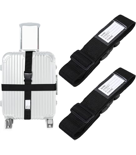 Vigorport Cinghie Per Bagagli Con Connettore - Set Da 2, Regolabili E Resistenti Per Fissare Valigie E Borse Durante Il Viaggio