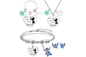 TENVAVA Stitch Earrings Necklaces Bracelet Keychain Jewellery Gifts Set for Daughter Niece Girls BFF Women Friendship