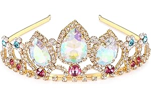 AROWRO Kristall krone für Mädchen Damen Rapunzel Tiara Prinzessin Krone Tangled Kostüm Zubehör für Halloween Cosplay Braut Hochzeit Prom Feiern Geburtstag Geschenke
