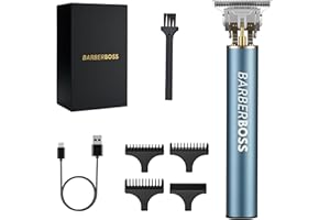 Barberboss Regolabarba e tagliacapelli senza fili da uomo, rasoio di precisione per taglio di capelli, rifinitore per barba e capelli, kit completo per la cura degli uomini