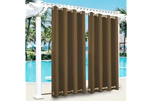 SK Studio Outdoor Curtains for Patio Waterproof Sunlight Block Rustproof Grommet Top and Bottom Windbreak Privacy Curtain for Gazebo, Front Porch, Pergola, 1 Panel, Dark Brown, 100" W x 84" L