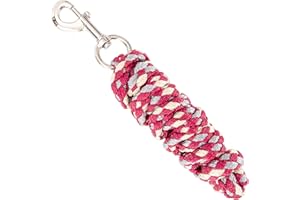 Merauno® Führstrick für Pferd - Anbindestrick in verschiedenen stylischen Designs, Führleine, Anbindeseil Pony, Esel, Ziege lang Strick mit Karabinerhaken Schwarz Blau Rosegold