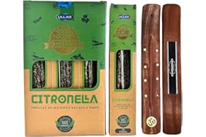 INCIENSOSHOP Aromasenses.- Incienso Citronela Sahumerio Orgánico 100% Natural - Hecho a Mano - 25 gr x 12 = 300gr ULLAS (CITRONELA)