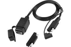 GELRHONR SAE to USB Adapter Cable Motorcycle Phone Charger 5V 2.1A, SAE Quick Disconnect Waterproof USB Port,Compatible with Smart Phone Tablet GPS Charge On Motorcycle12-24V -1M/3.2Ft