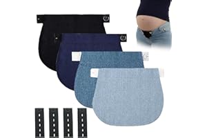 CARRENEU 4 StüCk Hosenerweiterung Schwangerschaft, HosenverläNgerung, Hosenerweiterung FüR Schwangere Frauen, Hosenbunderweiterung Wird Mit 1 Schwarz Hosenknopf VerläNgerung (Schwarz Blau Hellblau Dunkelblau).