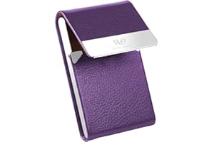 Waylipun Porte-cartes de visite professionnel en cuir synthétique avec fermeture magnétique pour garder les cartes de visite en parfait état, violet, Classique