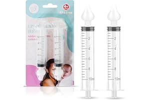 Bluet B Baby - 2Uds Jeringa Lavado Nasal Bebes Silicona - Aspirador Nasal Saca Mocos para Bebes - Limpiador Nasal Bebe - Succionador Descongestionante Nasal 10ml - Reutilizable - Blanco