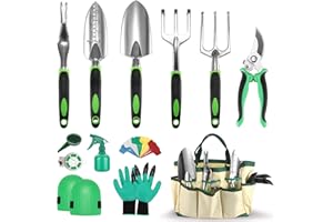 penobon Ensemble d'Outils de Jardinage, 13 Pièces Outillage de Jardin en Acier Inoxydable avec Sac de Rangement, Cadeaux pour Les Jardiniers