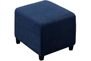 JORTUIO Ottoman Cover Square 40x40/45x45/50x50cm Stretch Velvet Jacquard Cube Storage Ottoman Slipcover Footrest Foot Stool Cover Footstool Slipcovers Anti-Slip Furniture Protector ( Color : #3 , Size : 50x50