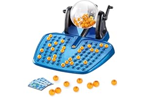JurciCat Lotto Maschine Spiel Set mit 1pc Lotto Maschine 90pc Scoring Marks 90pc Kleine Kugeln 48pc Karten Partys After Dinner Weihnachten Feiertage & Veranstal Geschenk（Blau）