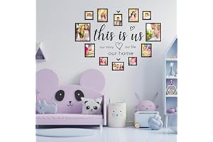 DIYJEP Our Home Quotes Wall Stickers, This is Us Inspirational Vinyl Wall Decals, Family Photo Frames Art Stickers, Sticker Art Decor Home Sign Family for Bedrooms Girls Boys Living Room Decoration