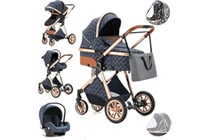 ONE MORE BUCK OneMoreBuck® 3 in 1 Kinderwagen Komplettset, Kombikinderwagen Set incl. Babywanne Buggy Babyschale, mit Fußsack Alu-Rahmen Voll-Gummireifen Wickeltasche Moskitonetz Sommermatte Regenschutz