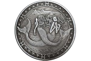 Kocreat 12 constellations porte-bonheur pièces de monnaie commémoratives en argent avec inscription « Love Mermaid Sun God Hobo »