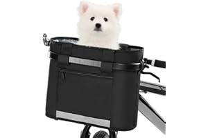 doorslay Cestino da Bicicletta per Cane Staccabile con Telaio Robusto 34x28x25cm Cestini Anteriori Bici Pieghevole Borsa a Mano per Lo Shopping Picnic Ciclismo